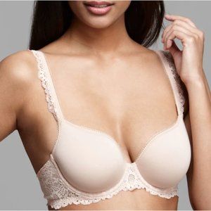 New NWT Simone Perele Caressance 3D Plunge Bra Nude Peau Rose 34F